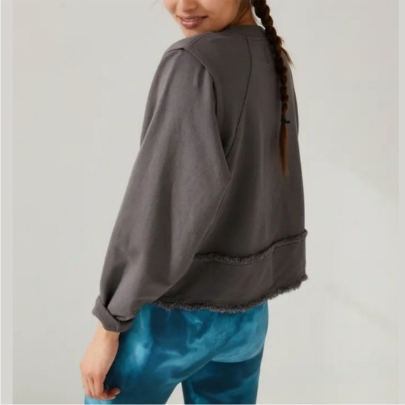 Free People FP Movement Where The Wind Blows Gray Pullover Sweatshirt - Picture 2 of 14